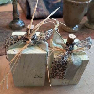 Decorative Wooden Bottles with Animal Print Bows